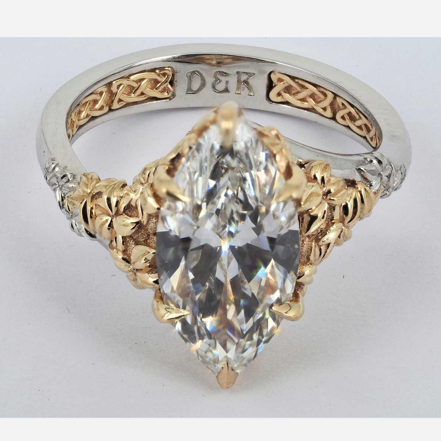Engagement Ring Platinum & 14K Yellow Gold with 3 ct Lab-Grown Marquise Diamond (E/VS1)