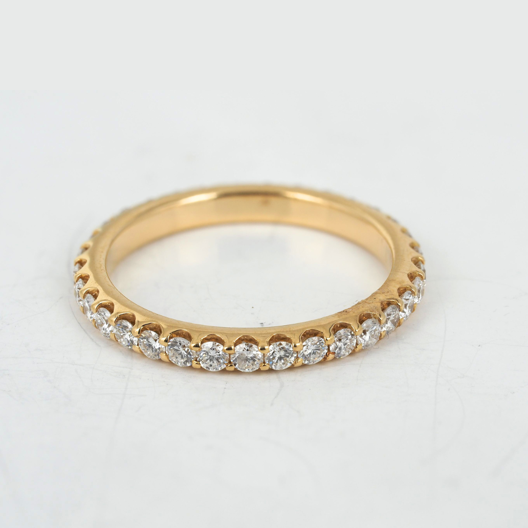 Timeless 18K Yellow Gold Diamond Eternity Wedding Band – 0.8 CT