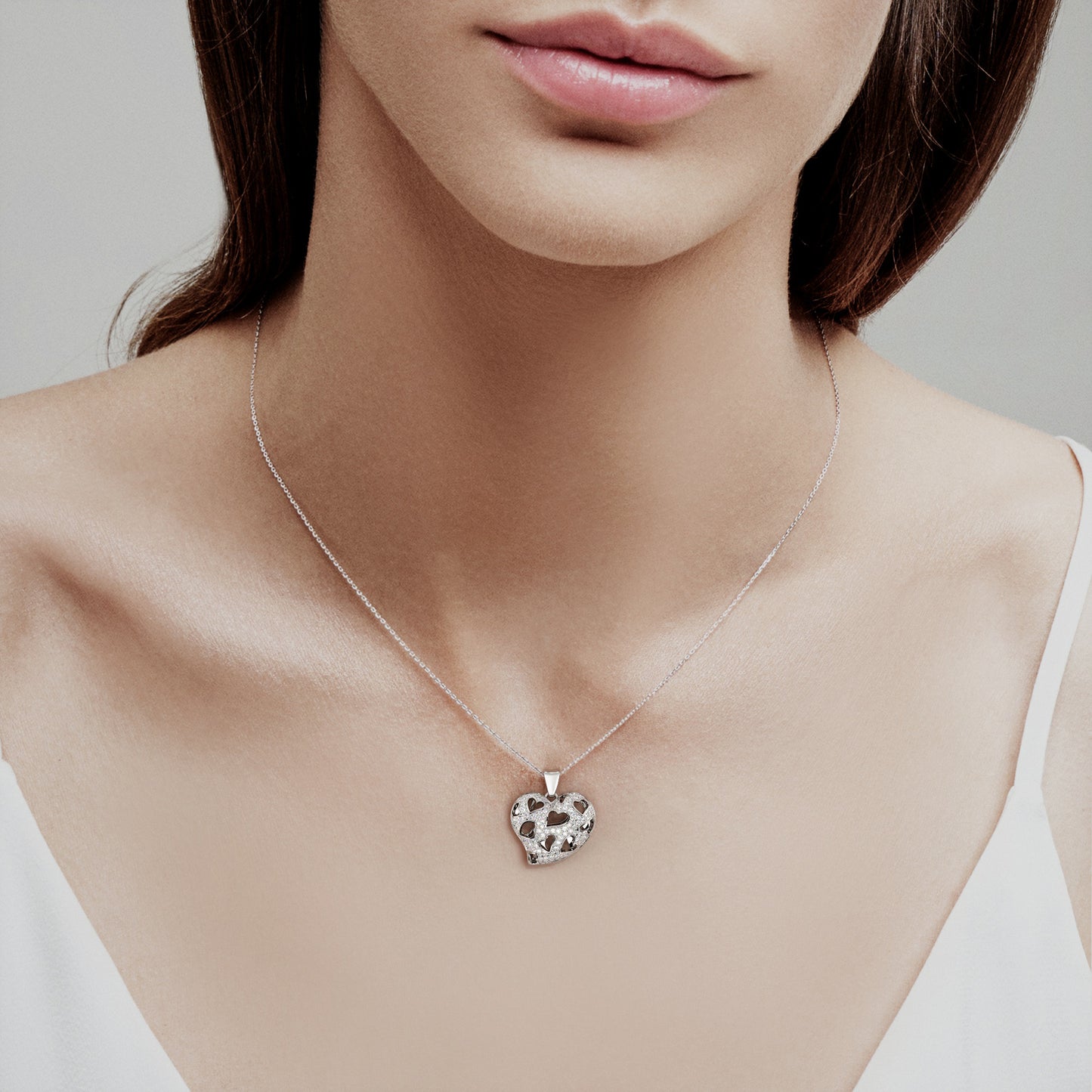 Necklace Heart slot Gold 14K Diamonds
