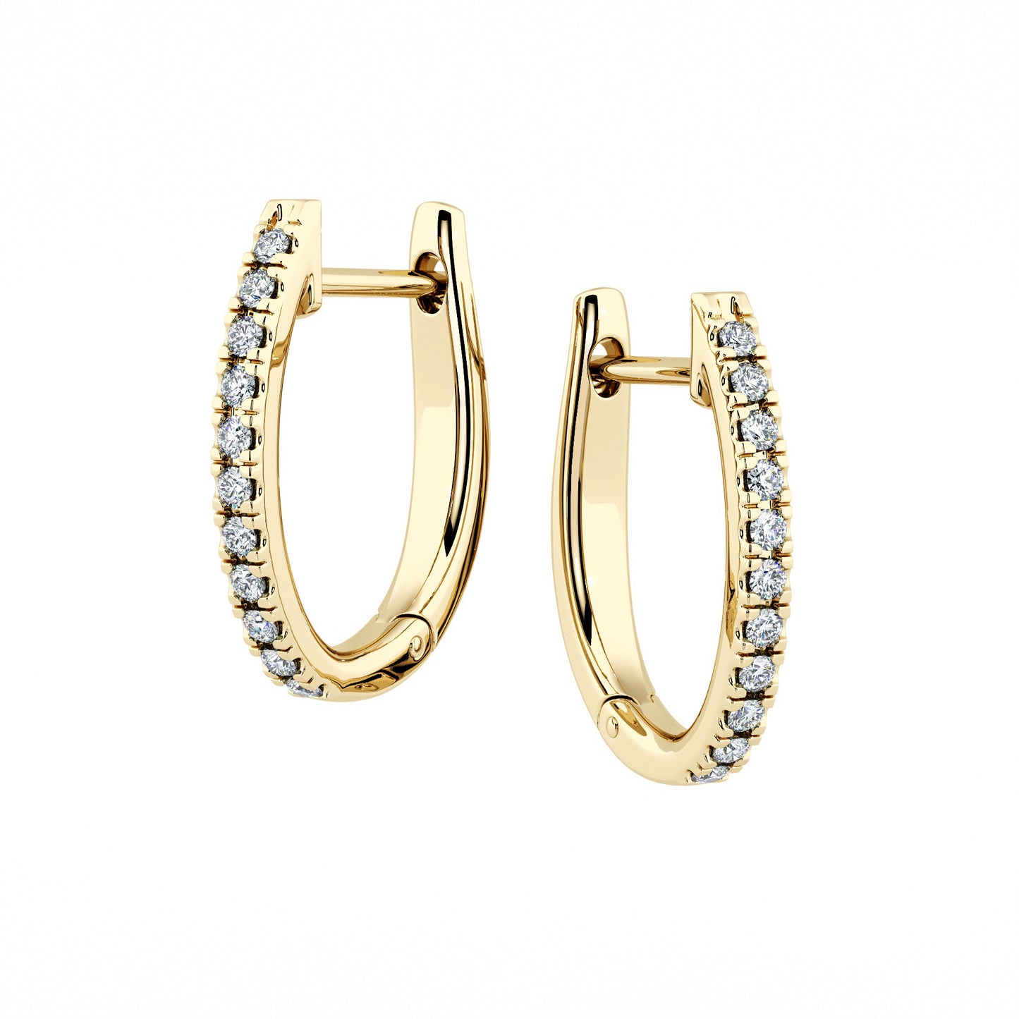 14KT Gold Small Diamonds Huggie Earrings