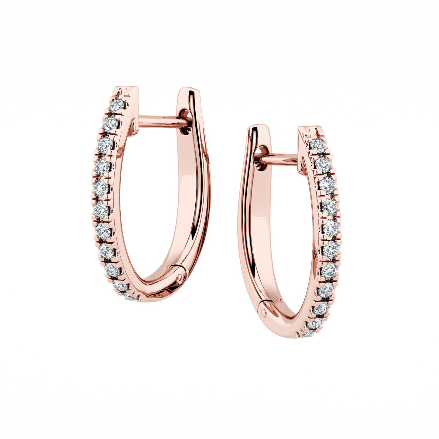 14KT Gold Small Diamonds Huggie Earrings